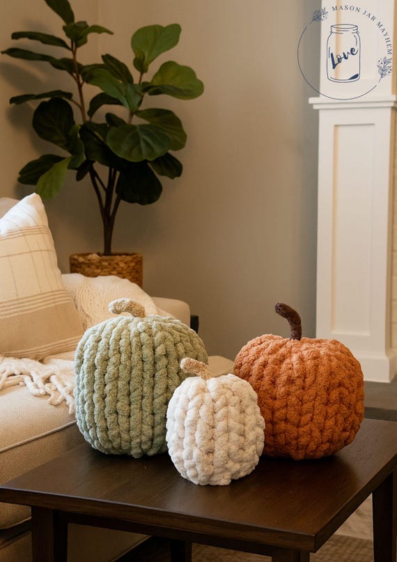 Handmade Crochet Pumpkin | Fall Decor, Farmhouse Autumn Decoration, Rustic Halloween Centerpiece, Custom Colors & Sizes