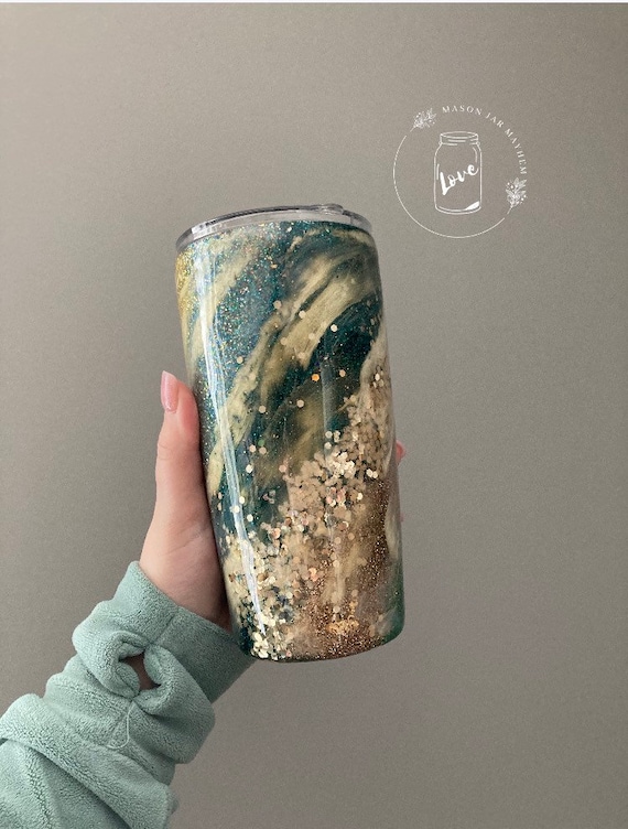 Green and Gold Glitter Epoxy Tumbler 20 Oz, Milkyway Epoxy Resin Mug,  Custom Stainless Steal Cup, St Patricks Day Drinking Cup, Gift of Luck -   Finland