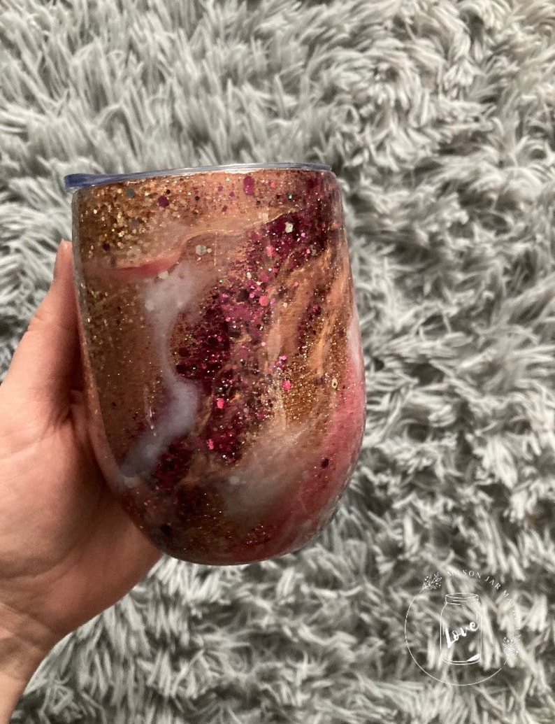 Rose Gold Glitter Tumbler Cups Geode Wine Tumbler for Girls Etsy