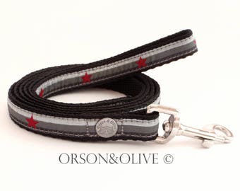 Red Stars at Night Dog Lead Leash  - Available in 2 sizes XS/ S/ M