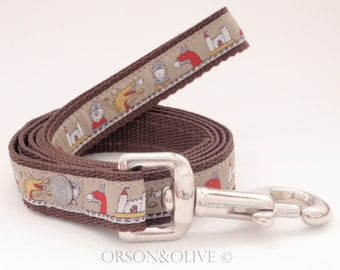 Mania medieval (noches, dragones, castillos, caballos) correa de plomo para perros - Disponible en 3 tamaños (S, M, L)