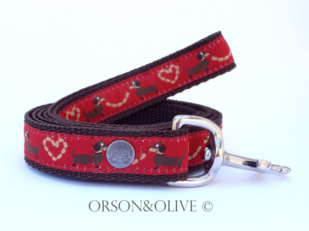 I Love Sausages red Dog Lead Leash Weiner Dachshund Gift Available in 3