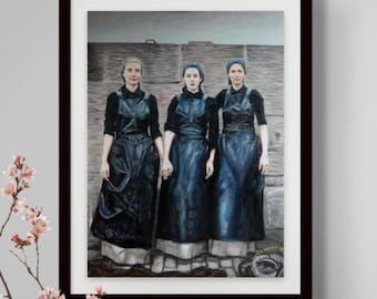 Herring Lassies at Harbour Wall - Limited Edition Giclée Print - The Herring Lassies Series