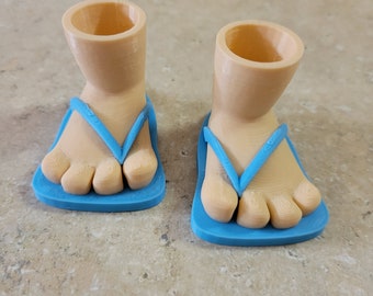 Chanclas de gnomo de color azul con pie