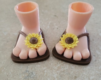 Chanclas de colores de gnomo con girasol