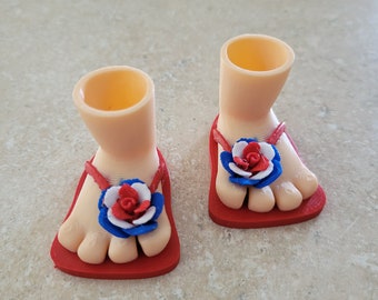 Chanclas de gnomo con flor para el 4 de julio