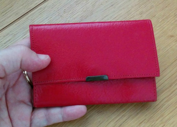 Echtes Leder Rot Klapp Münze Geldbörse Münzen Mappe Geld Clutch