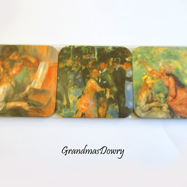 Vintage Renoir Impressionist Drink Coasters Dessous De Verres 6 Posavasos, Fine Art Coasters Cork Backed Unopened