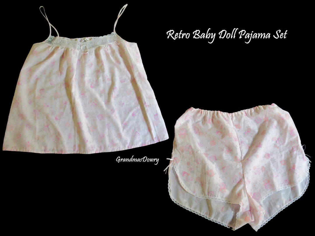 Vintage Pink Baby Doll Pjs Retro Baby Doll Pajama Set Tank Etsy