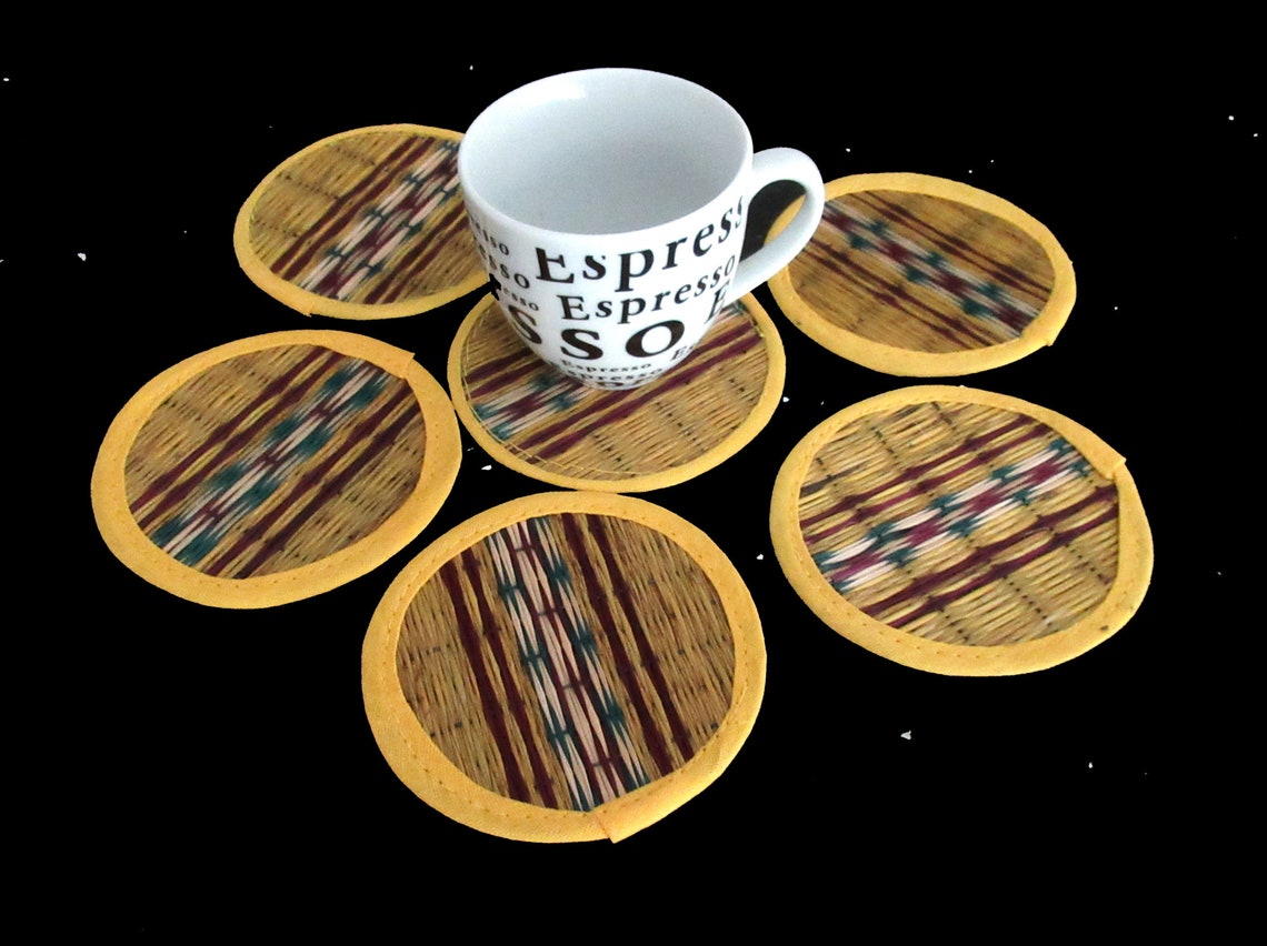 Round Bamboo Placemat and Coasters Set for 6 Set of 12 Round Etsy