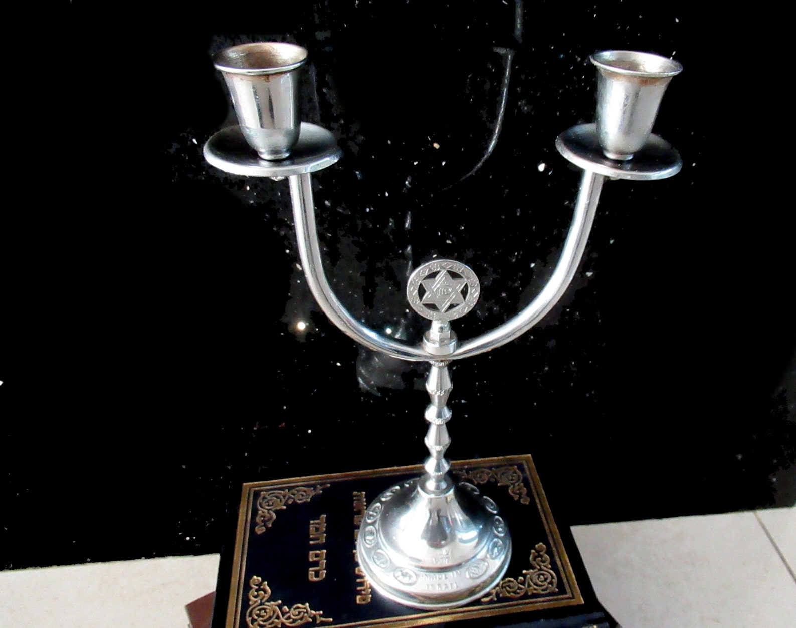 Silvertone Jewish Candle holder Sabbath Candlesticks Star of Etsy