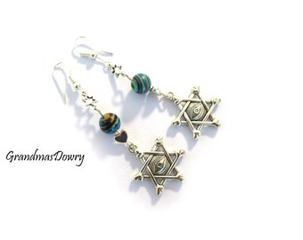Star of David Magen David Evil Eye Earrings, Jewish Earrings,  Holy Land Jewelry, Made in Israel