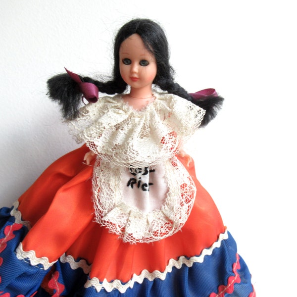 Vintage Costa Rica Folk Doll in Traditional Folk Costume, Small Souvenir doll, Collectibles