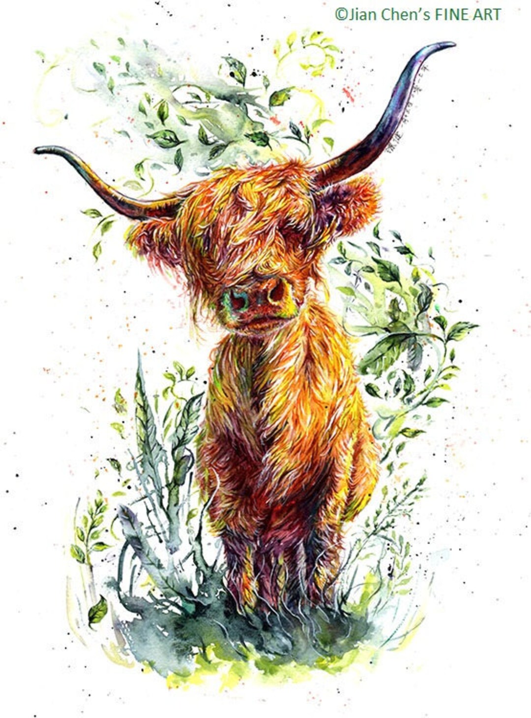 Highland Bull Print, Watercolor Cow Art Etsy UK — free download