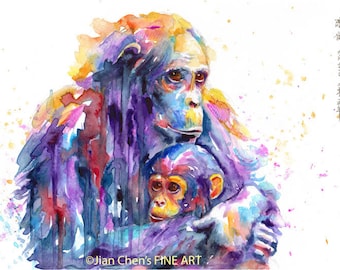 Precious-chimpanzee mother's love (10 different sizes to choose from, all FREE SHIPPING in UK )