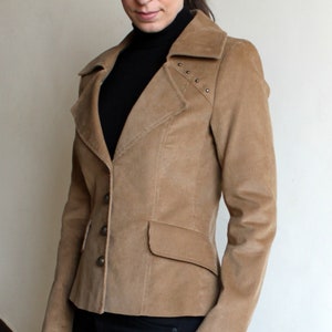 Women&#39;s Fitted Corduroy Jacket in Tan by VIEMA - V01220