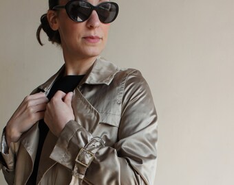 Double-Breasted Women's Trench Coat in Gold , Waterproof Spring Raincoat - V01190