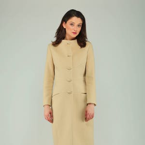 Elegant Cream Wool And Cashmere Blend Coat  by VIEMA - V00560