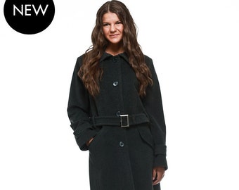 Trench-coat femme en laine grise et cachemire, manteau avec ceinture par VIEMA - V00360