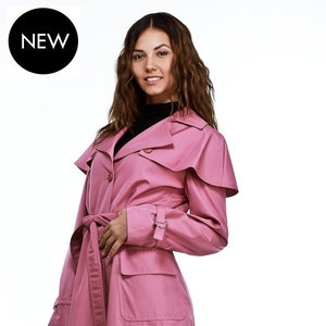Pink raincoat womens sales