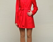 Women 39 s Red Raincoat with Belt , Watrproof and Windproof Jacket , Raincoat by VIEMA - V00610