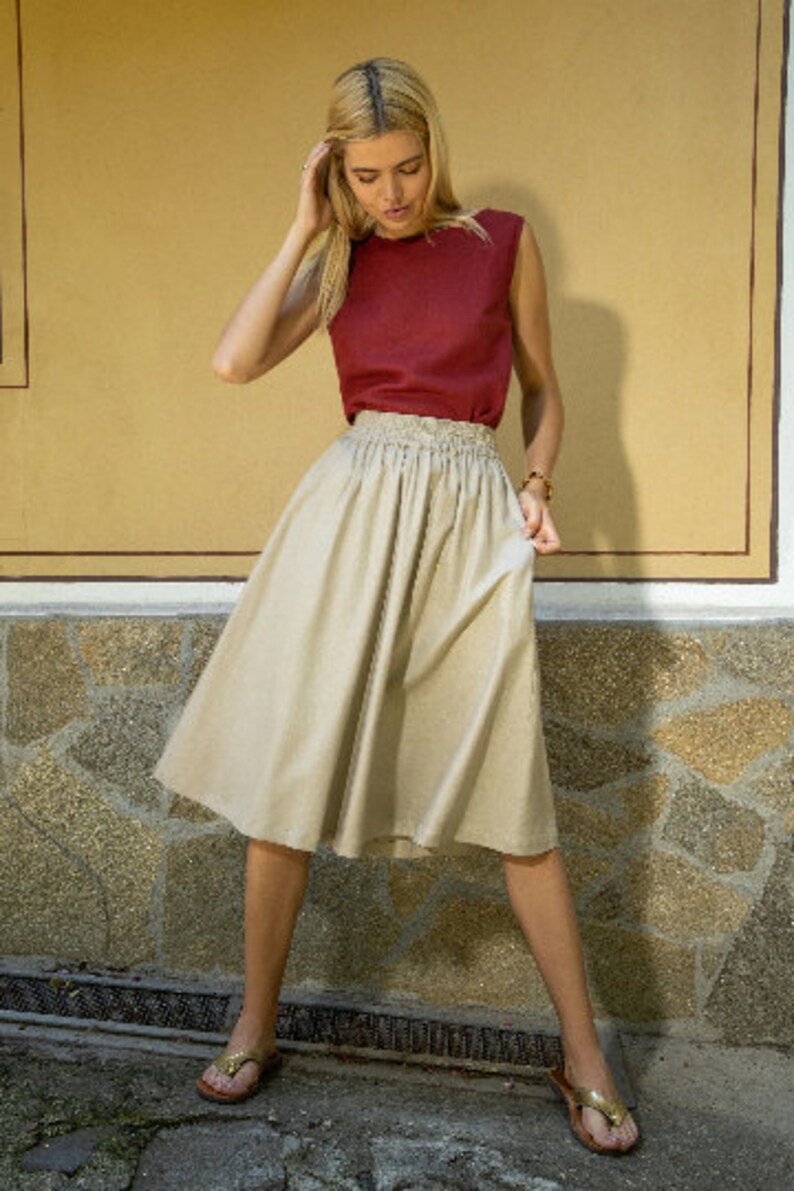 Fabrosanz: Beige Linen Skirt main image 1