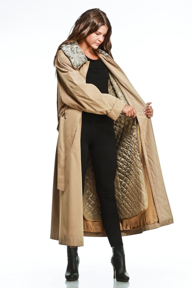 Womens Long Raincoat With Detachable Quilted Lining / Three Season Long Raincoat / Waterproof