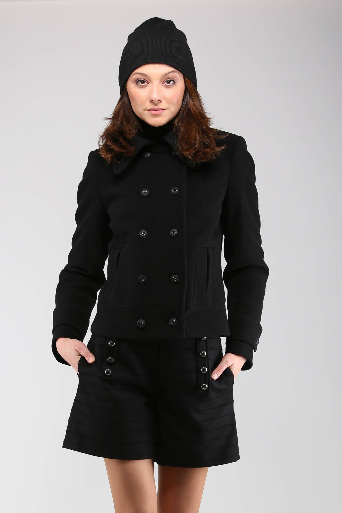 Short wool Double breasted Jacket