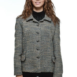 Classic Women's Jacket Crafted from Melange Wool Boucle Fabric , Monochrome Women's Jacket , Work Jacket by VIEMA - V00680