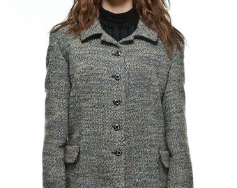 Classic Women's Jacket Crafted from Melange Wool Boucle Fabric , Monochrome Women's Jacket , Work Jacket by VIEMA - V00680
