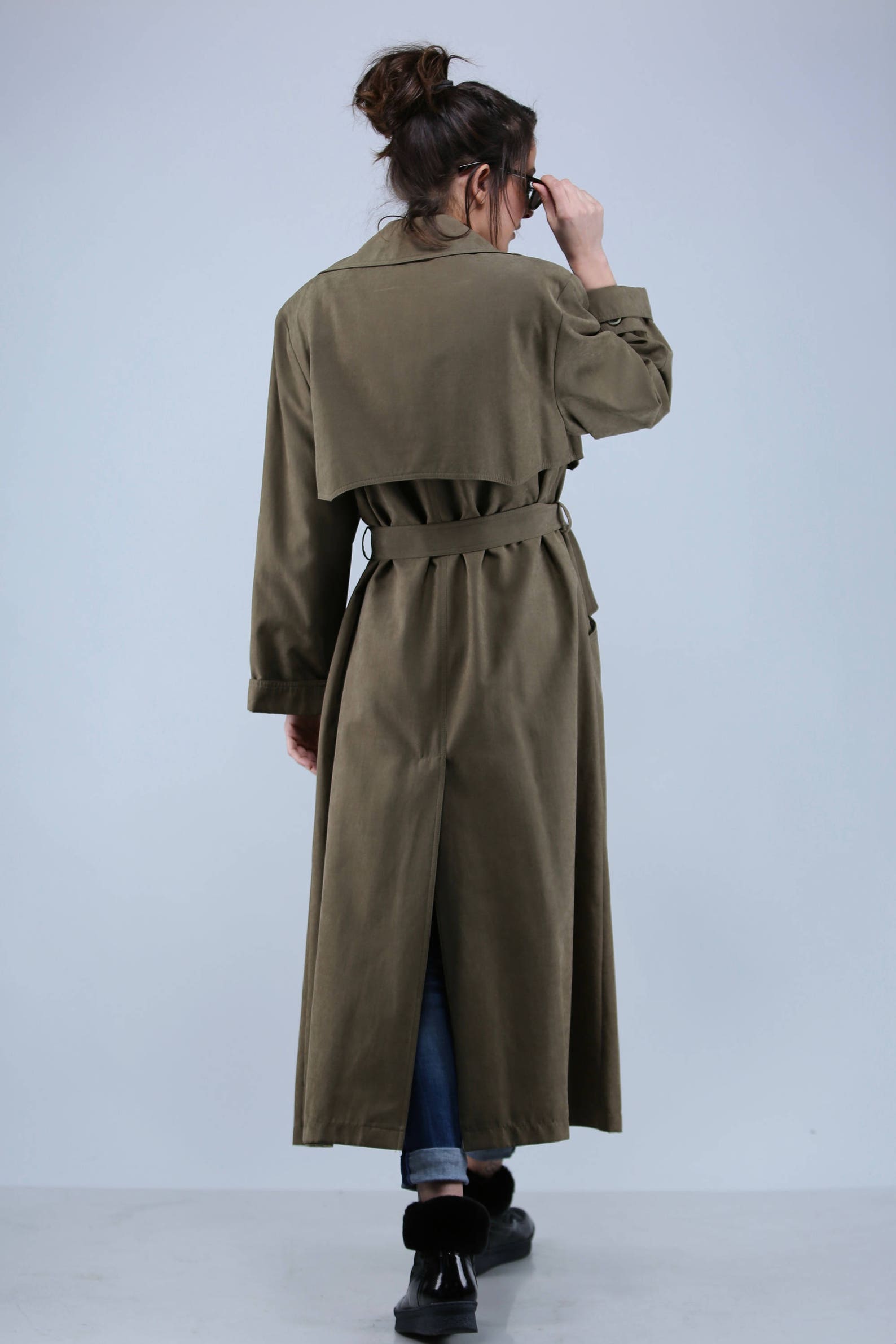 Modern Classic Women's Long Raincoat in Khaki Waterproof Etsy UK
