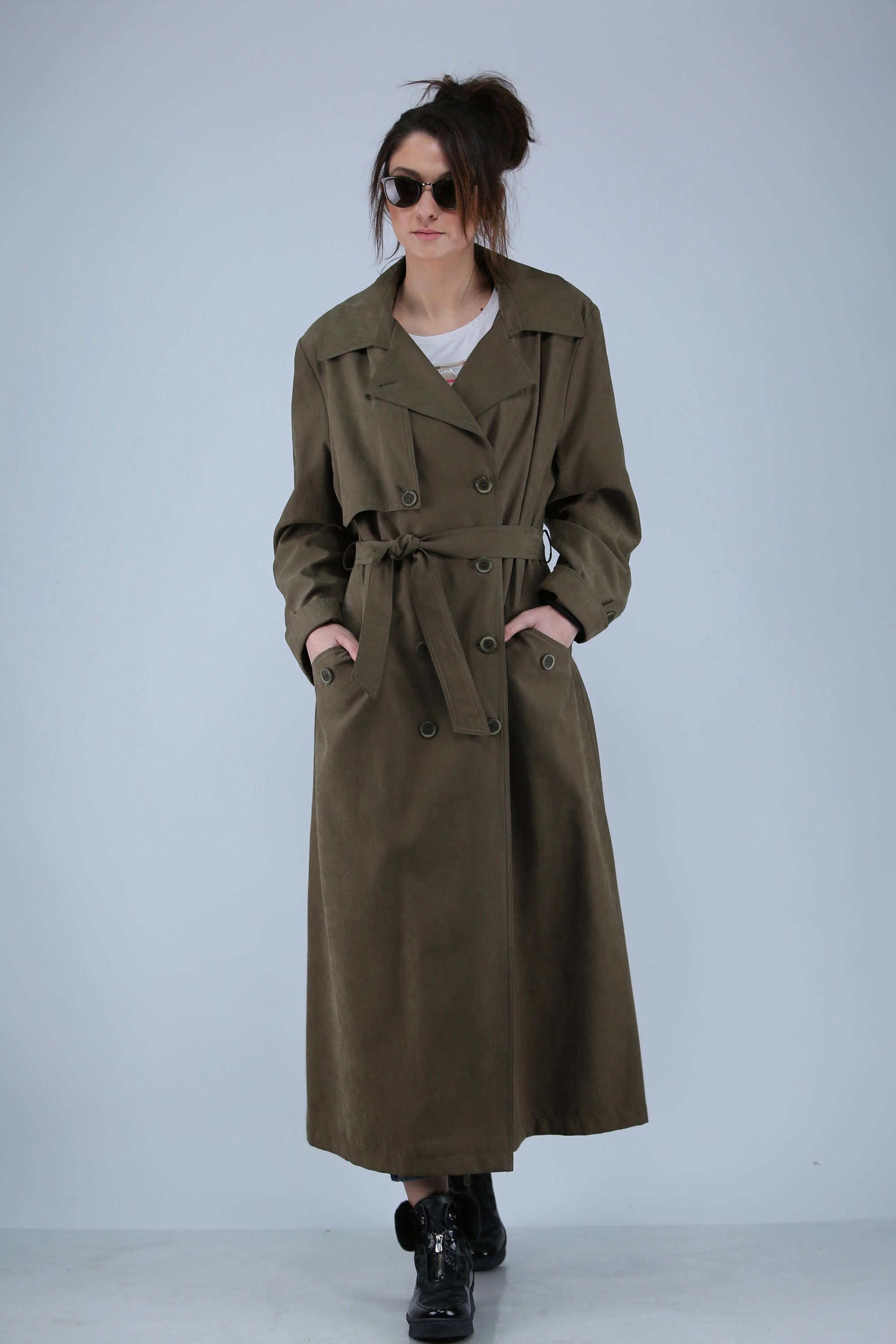 Modern Classic Women's Long Raincoat in Khaki Waterproof Etsy UK