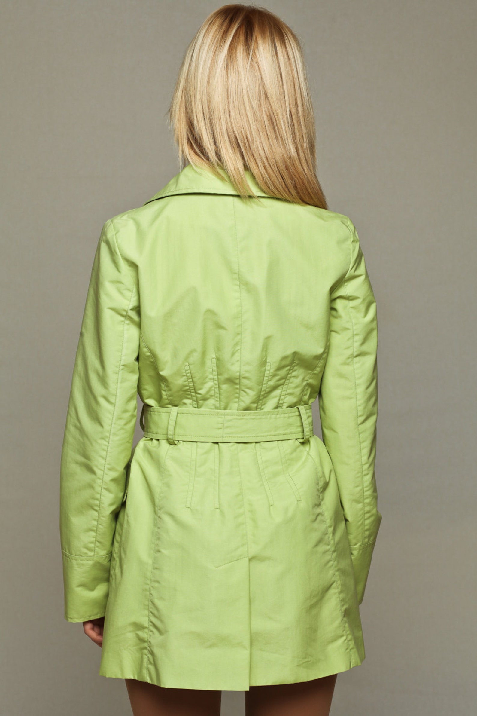 Funnelneck Women's Green Raincoat , Waterproof and Windproof Jacket , Coat With Belt by VIEMA