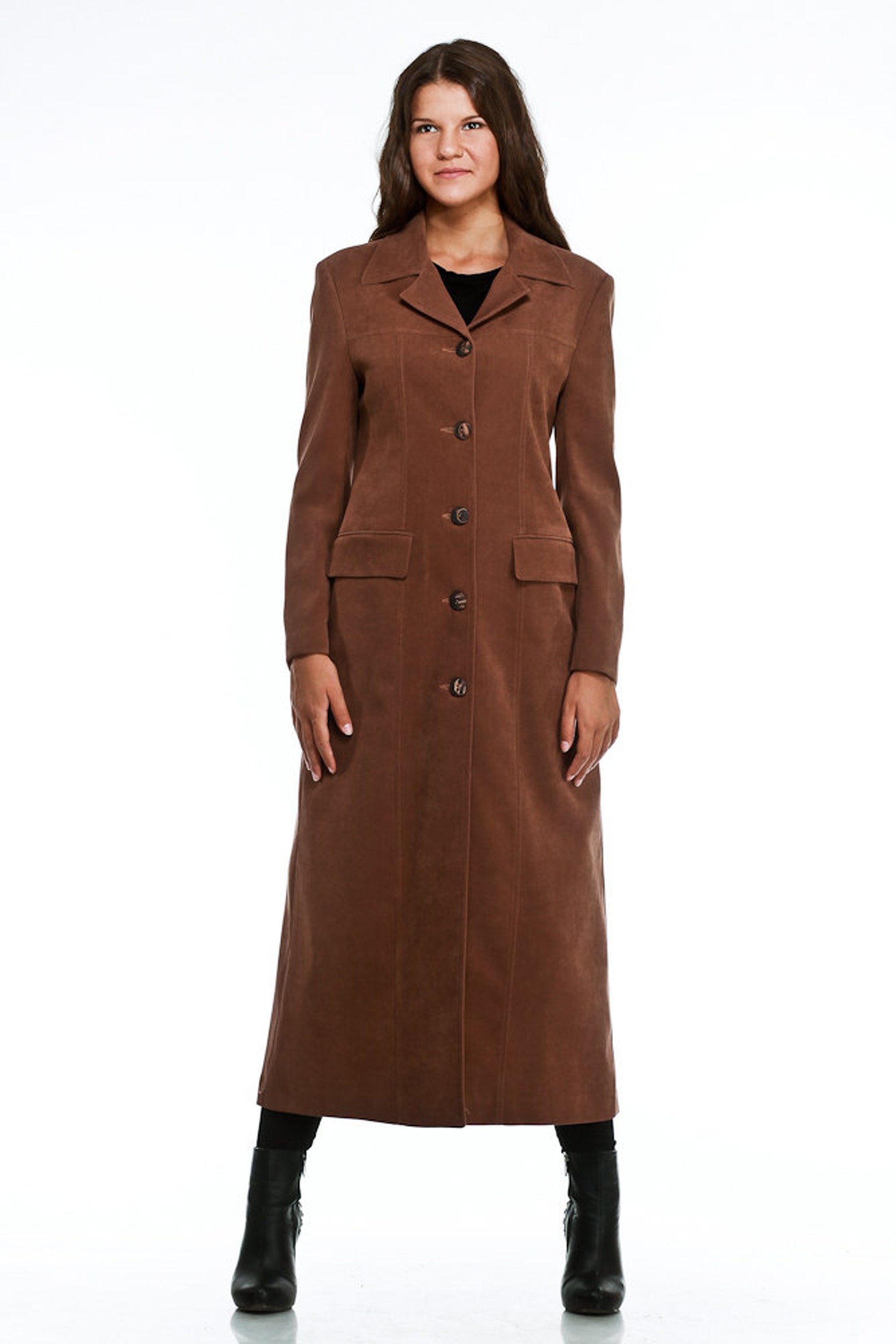 Elegant Long Women's Coat Light Brown Coat Black Long - Etsy