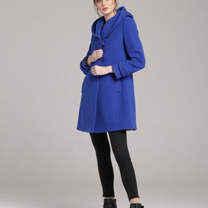 Royal Blue Damen Wollmantel mit Kapuze, Winter Damen Woll Hoodie von VIEMA V01180 Bild 7