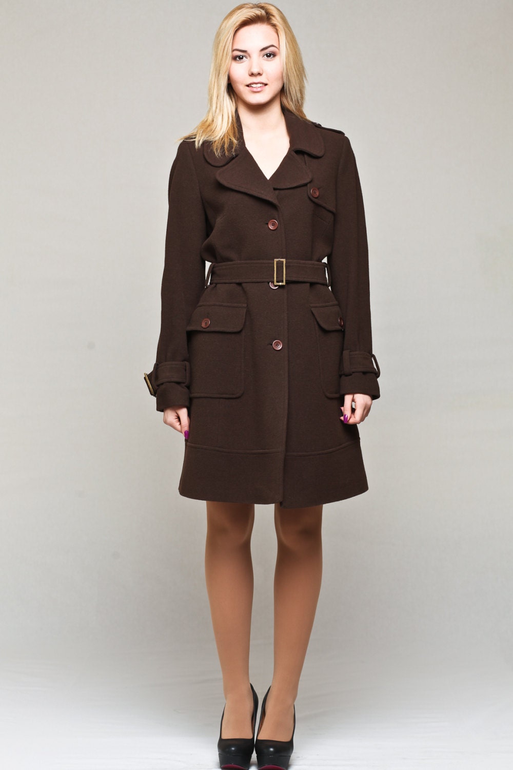 Brown Wool and Cashmere Womens Trench Coat Women's Etsy