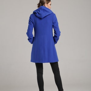 Royal Blue Damen Wollmantel mit Kapuze, Winter Damen Woll Hoodie von VIEMA V01180 Bild 4