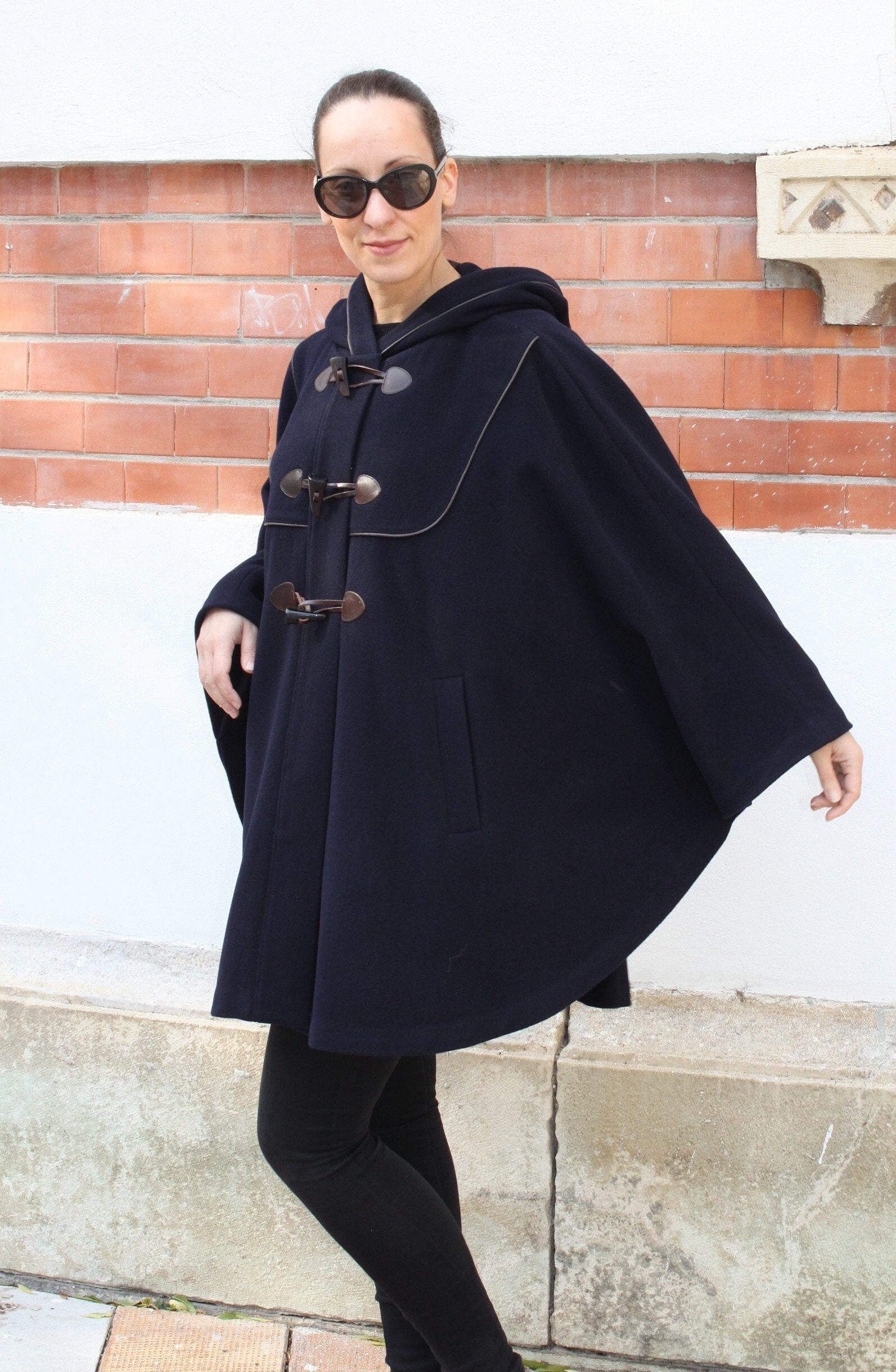 navy wool cape