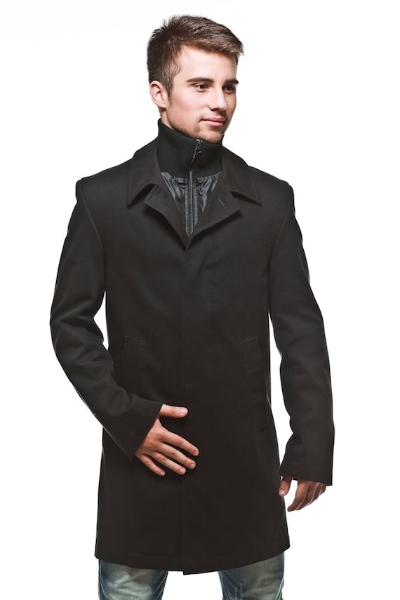 Abrigo negro para hombre deals