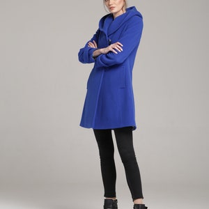 Royal Blue Damen Wollmantel mit Kapuze, Winter Damen Woll Hoodie von VIEMA V01180 Bild 9