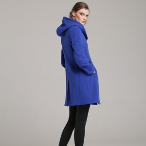 Royal Blue Damen Wollmantel mit Kapuze, Winter Damen Woll Hoodie von VIEMA V01180 Bild 3