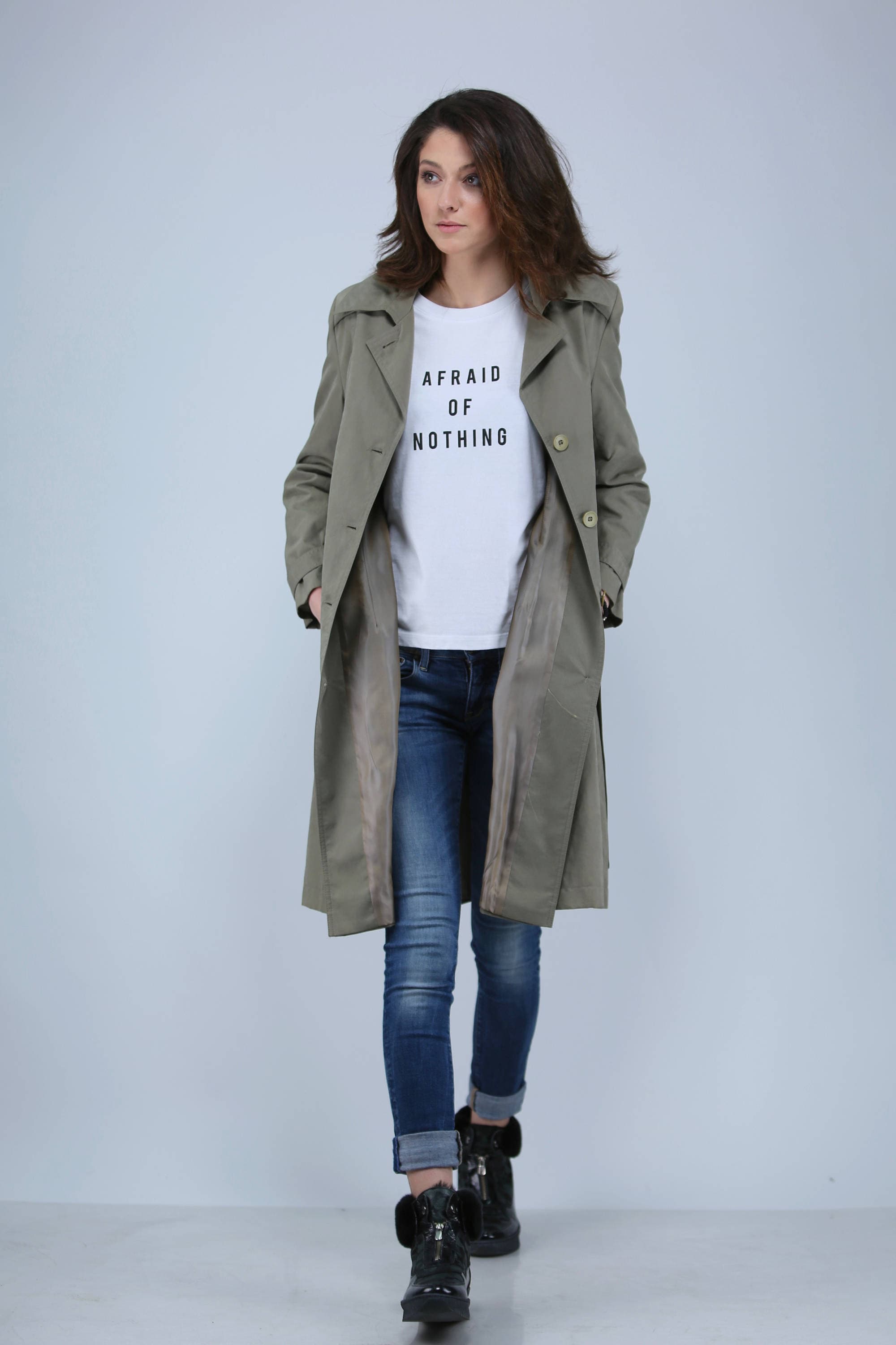 light green raincoat