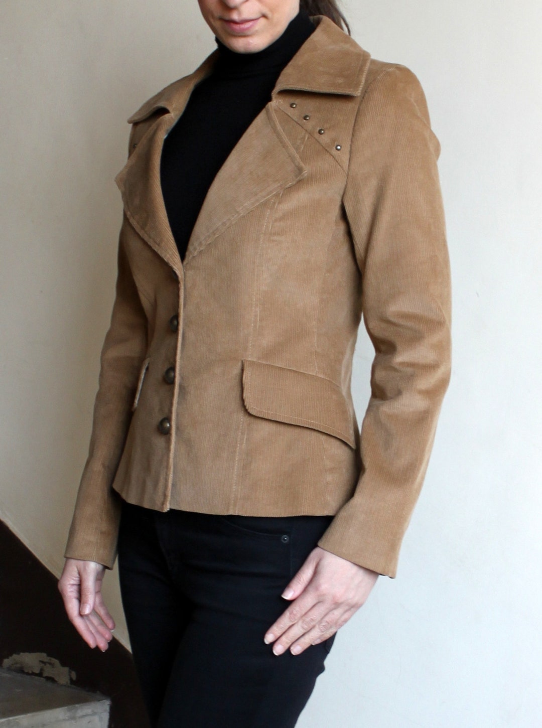 ジャケット・アウター Veritecoeur Corduroy Coat VC-2050 Wholesale VE60071JKT-Oversized Soft Knit Corduroy Blazer