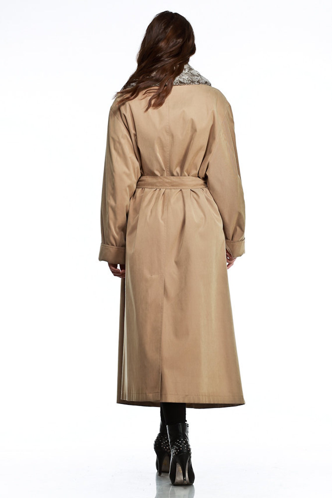 Womens Long Raincoat With Detachable Quilted Lining / Three Season Long Raincoat / Waterproof