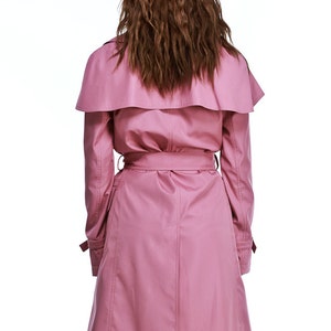 Contemporary Soft Pink Trench Coat With Detachable Cape , Pink Raincoat ...