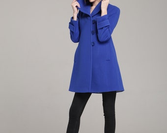 CIVAS フード付きブルーウールコート UK10 made in Italy CIVAS フード付きブルーウールコート UK10 made in Italy プールヴー