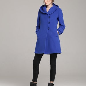 Royal Blue Damen Wollmantel mit Kapuze, Winter Damen Woll Hoodie von VIEMA V01180 Bild 8