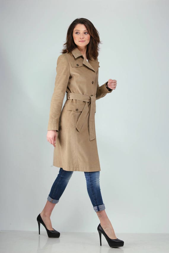 Elegant Corduroy Knee Length Coat With ...