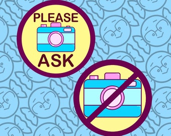 1.5" "No Photos!" Buttons for Cosplayers & Alt Fashion