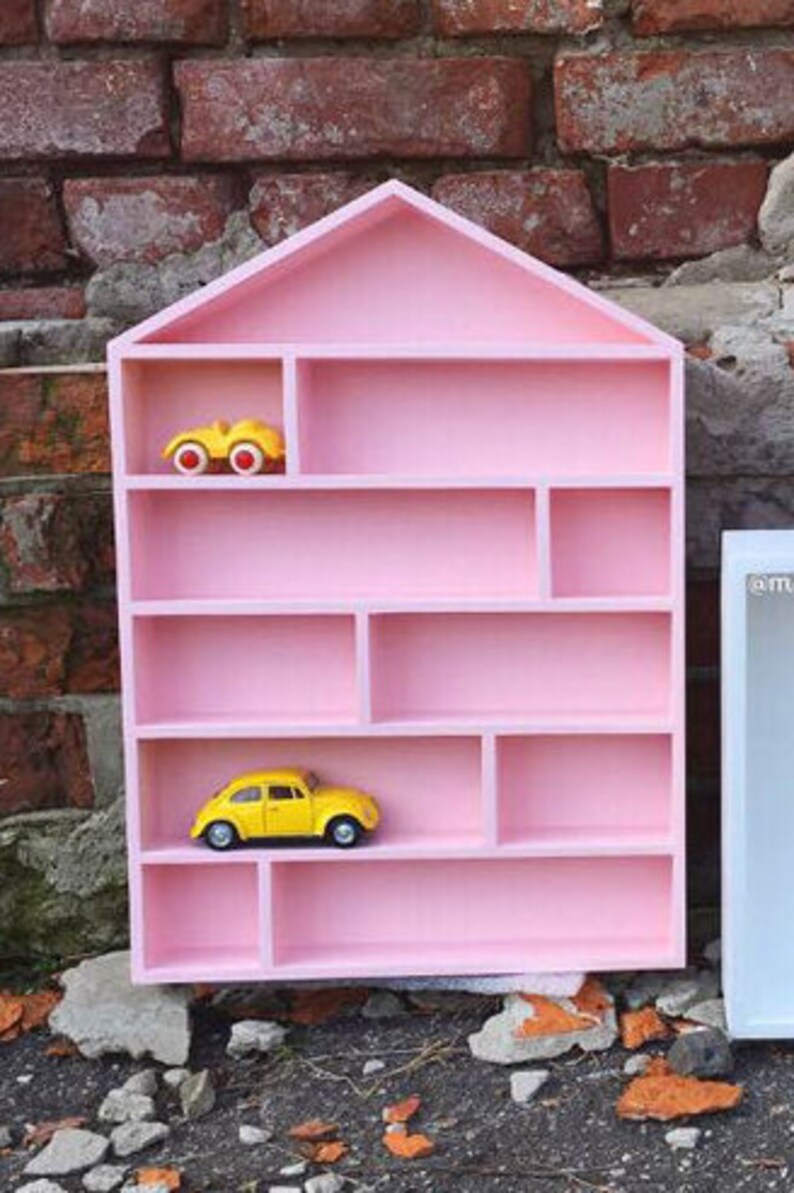 Pink House Shaped Shelf Wooden House Shelf Kids Shelf. House Etsy
